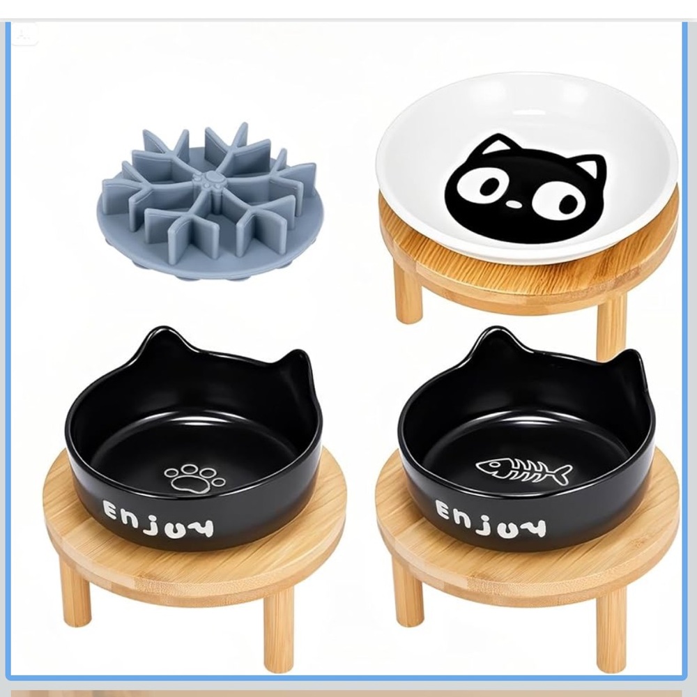 Elevated Pet Bowls with bamboo Stands